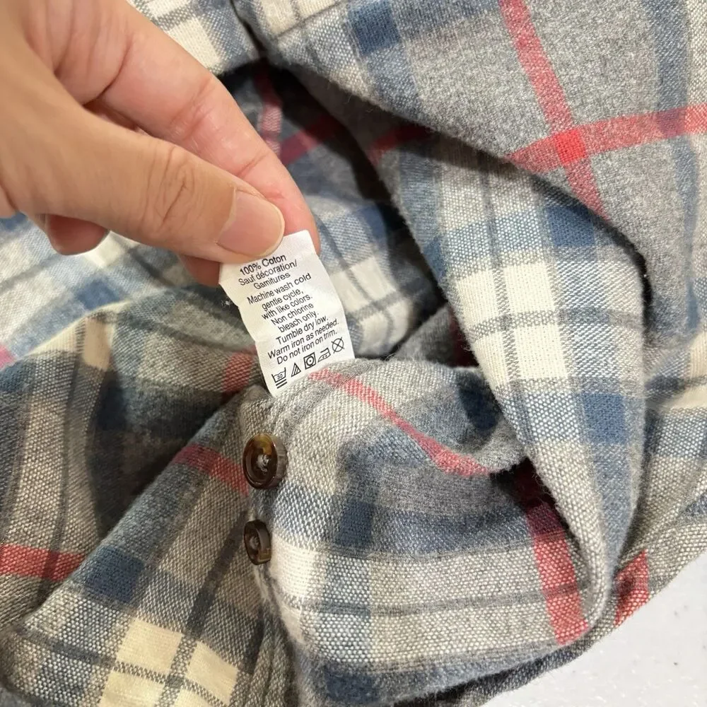 J Crew Men Plaid Flannel Button Down Shirt M Cotton Elbow Patch Dad Preppy Cabin